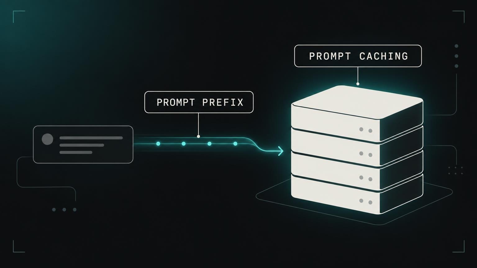 A flat vector illustration of a prompt cache, with an off-white box representing a cached prefix.