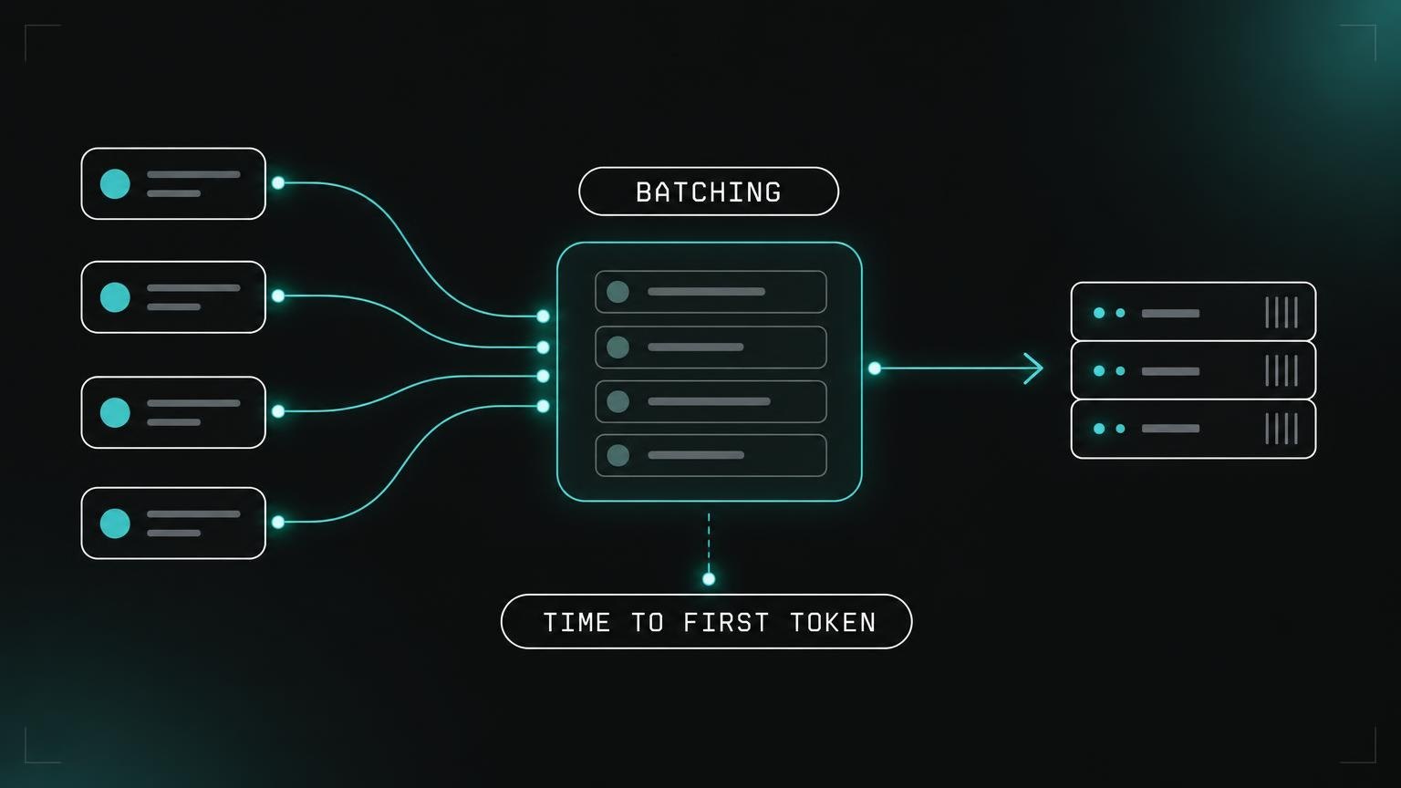 A minimal diagram displaying grouped request lines inside a batch container with timing indicators.